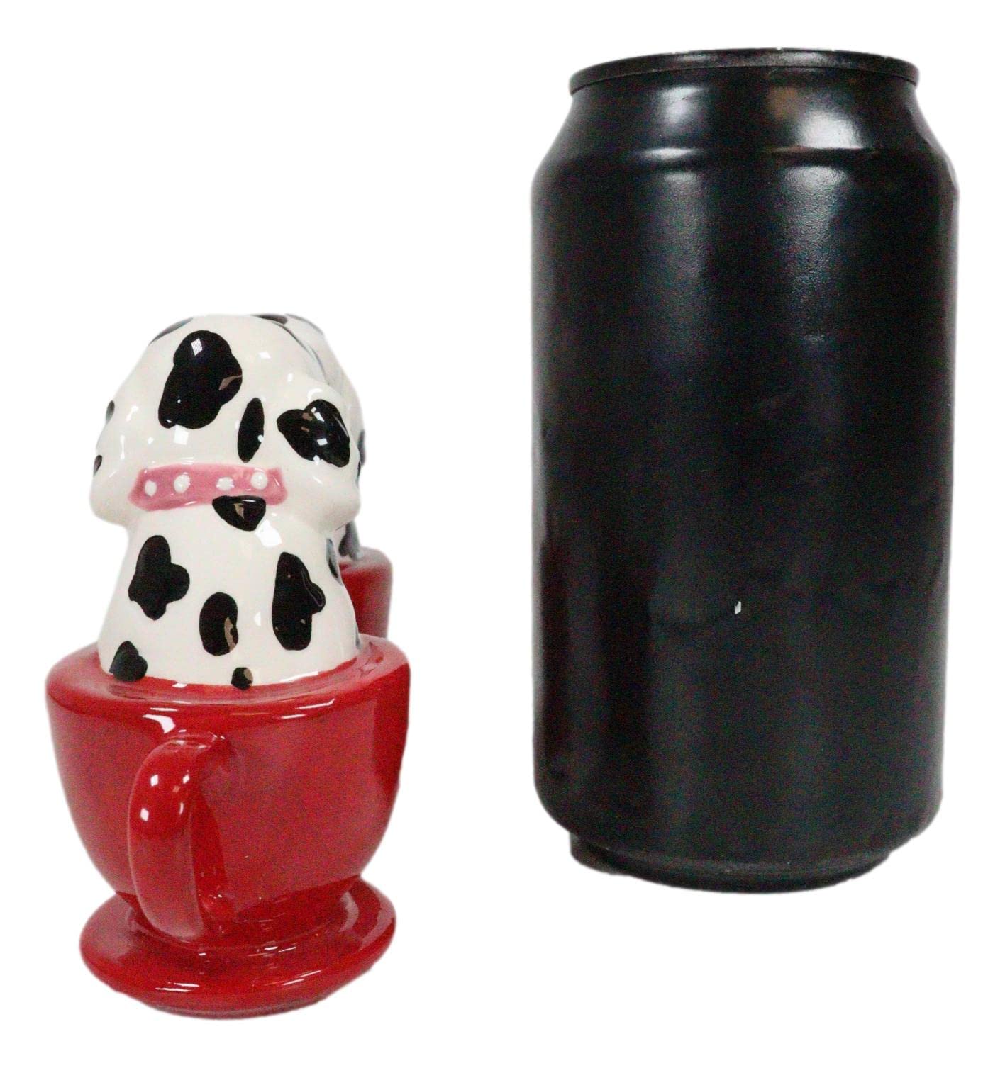 Ebros Ceramic Fire Station Teacup Dalmatian Dogs Pedigree Dog Breed in Tea Cups Salt and Pepper Shakers Figurine Set Pet Pal Pups Puppy Love Male Female Dog Decor Kitchen Dining Table Accessory