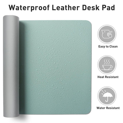 Aothia Leather Desk Pad Protector, Mouse Pad, Office Desk Mat, Non-Slip PU Leather Desk Blotter, Laptop Desk Pad, Waterproof Desk Writing Pad for Office and Home (Light Blue,31.5" x 15.7")