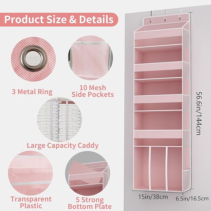 1 PC Pink Over the Door Organizer