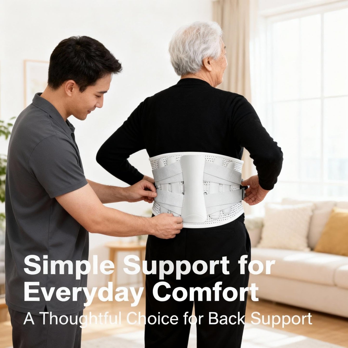 Sohveta Lower Back Support Brace for Pain – Adjustable Lumbar Belt with 5 Steel Supports, Breathable Waist Support for Men & Women, Everyday Comfort, Gift Box (Gray)