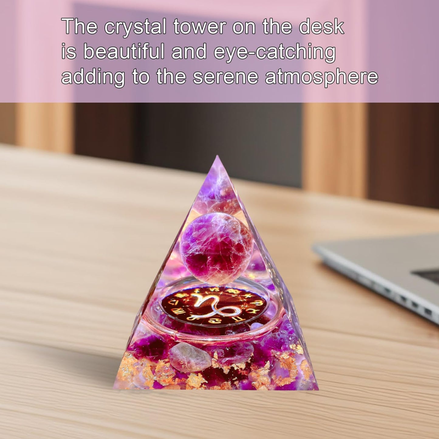 Saefheled Twelve Constellations Capricorn Orgone Pyramid, Natural Amethyst Orgonite Crystal Healing Pyramid for Protection Chakra, Unique Constellation Pyramid for Positive Energy, Money Health (6cm)