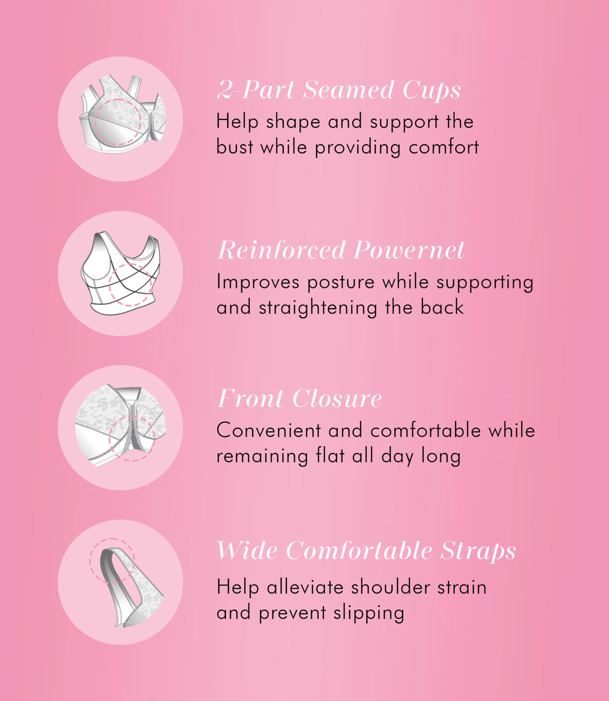 Exquisite Form Womens Front Close Posture #5100565 Bra, White, 40DD US