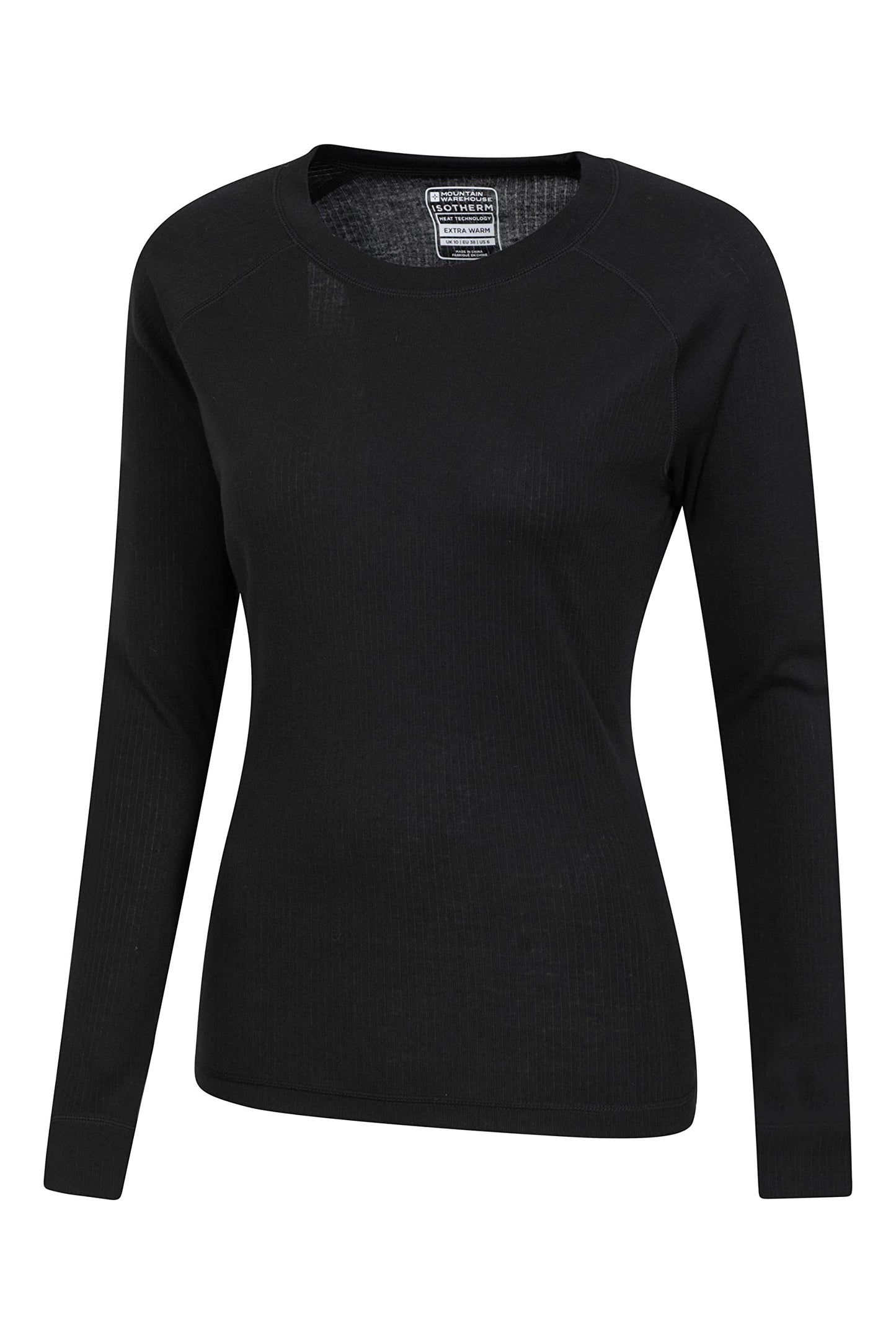 Mountain Warehouse Talus Womens Round Neck Tops - Multipack Ladies Thermal Tee, Lightweight, Quick Drying - Best for, Skiing, Snowboarding to wear as a Baselayer Black (2 Pack) Women's Size 14