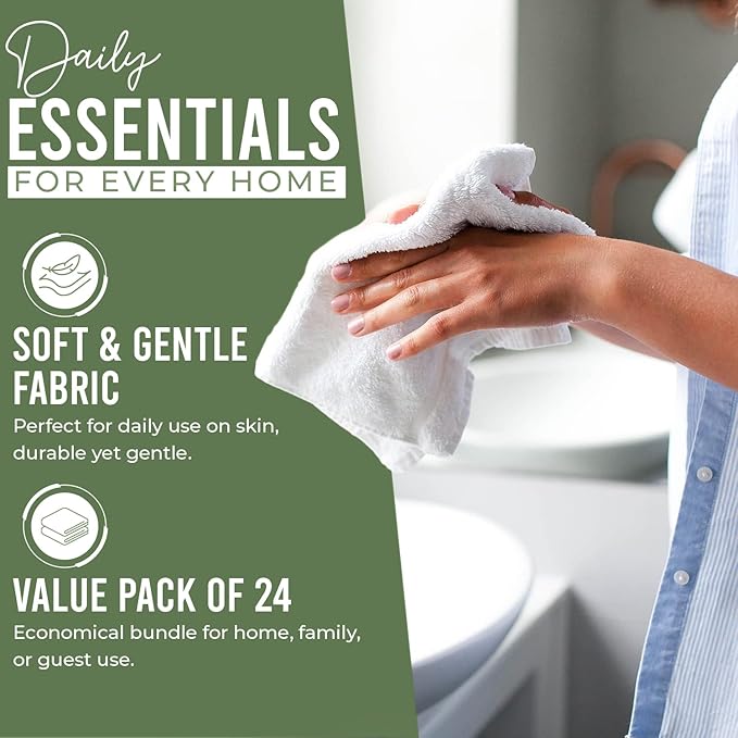 DAN RIVER 24 Pack Wash Cloths for Showering