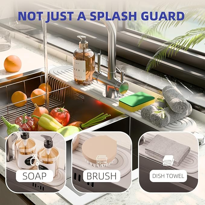 PEKER Faucet Mat for Kitchen Sink 19.7" – Diatomite Fast Drying Stone Sink Tray