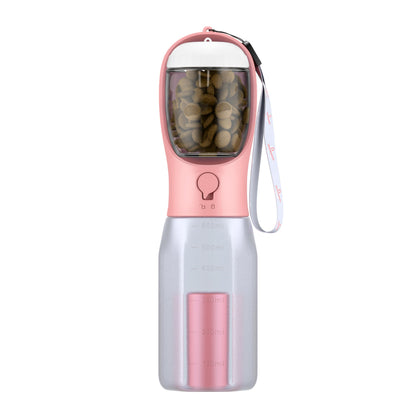 Innoshopp Dog Water Bottle - Portable Pet Water Bottle with Food Container & Poop Bag Dispenser - Lightweight, Leak Proof & BPA Free Dogs Drinking Bottle for Walking, Hiking & Travel (Pink)