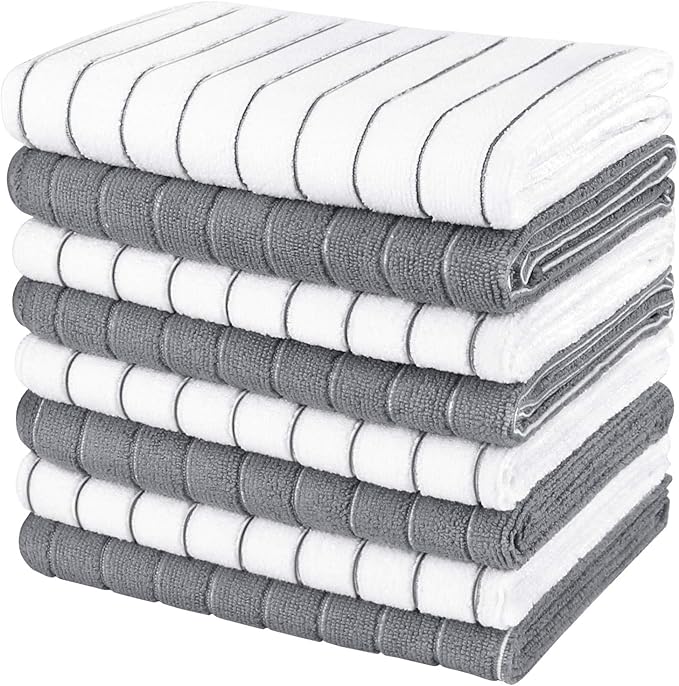AIDEA Kitchen Towels-8PK, Super Soft and Absorbent Drying Towels