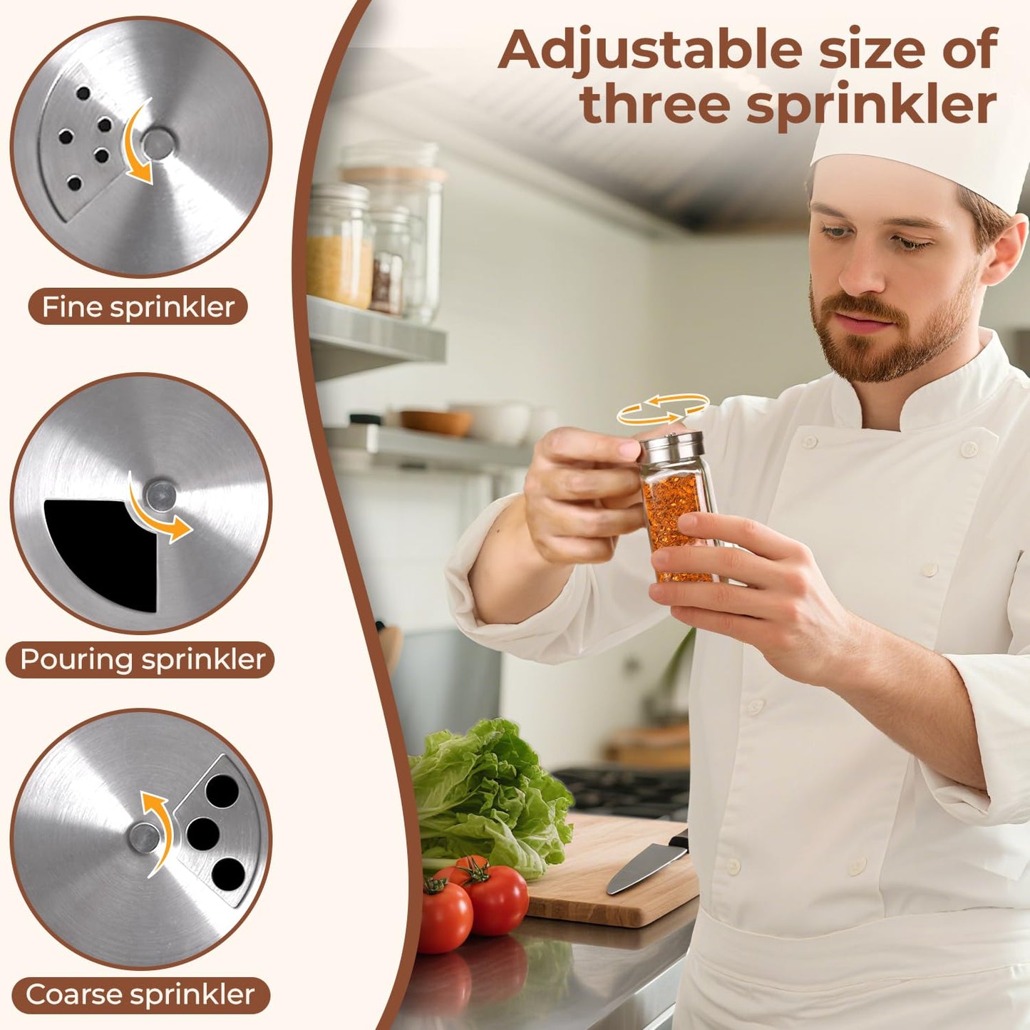 ComSaf Spice Jars with Shaker lids Adjustable, 4oz 6PCS, 9 DIY Labels, Spice Jars Trial Set & Supplement Set, Empty Ingredient Containers and Square Ingredient Bottles for Kitchen and Seasoning