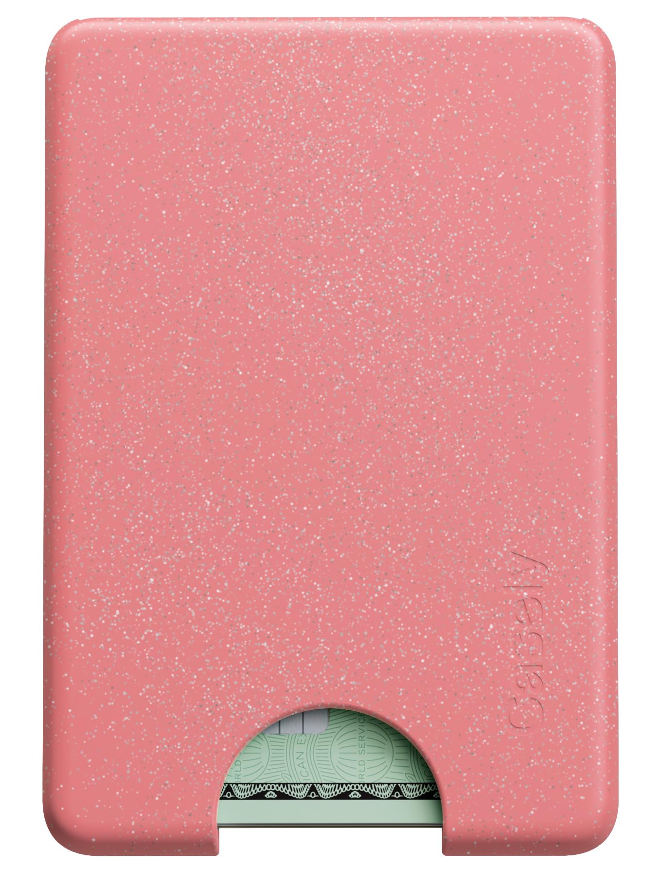 Casely MagWallet | Starfish Wishes | Coral Pink Shimmer | Slim Wallet Card Holder | Compatible with MagSafe | Soft-Touch Hard Silicone | Holds Up to 3 Cards