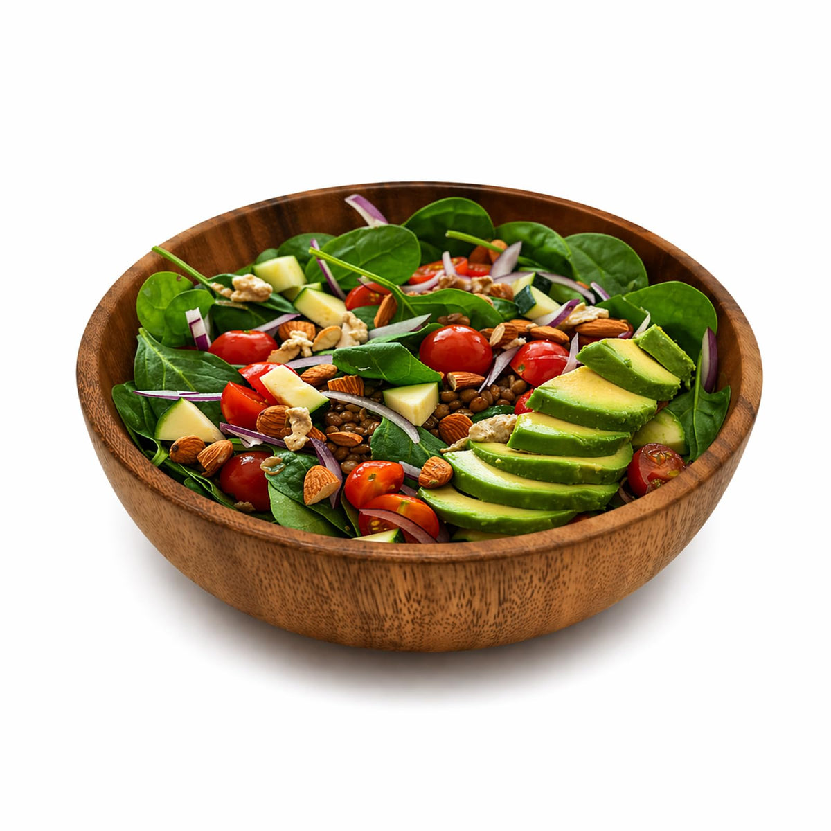 Opexscal 9.4 Inch Large Wooden Salad Bowl, Acacia Wood Bowls, Decorative Bowls for Home Decor, Storage, Serving, Yarn, Wooden Fruit Bowl for Kitchen Counter
