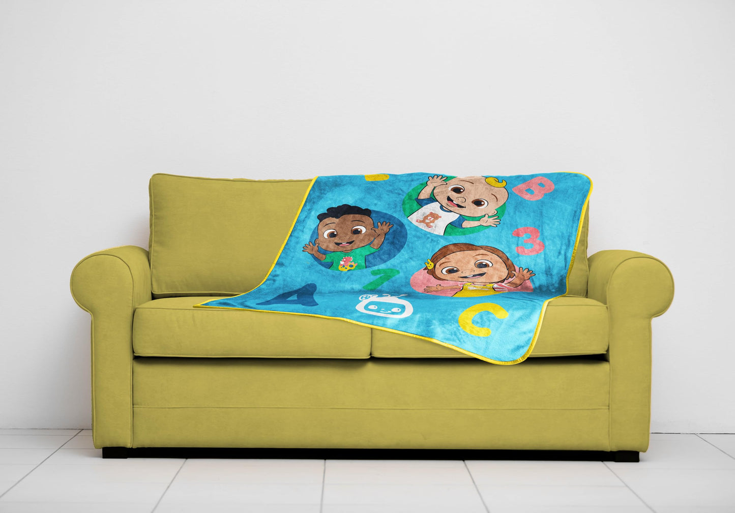 Sunny Side Up CoComelon Toddler Blanket 40x50 Inches Plush Throw for Kids Travel, Soft Microfiber Fleece, Machine Washable, Breathable, Lightweight for Daycare Nap Sofa Camping