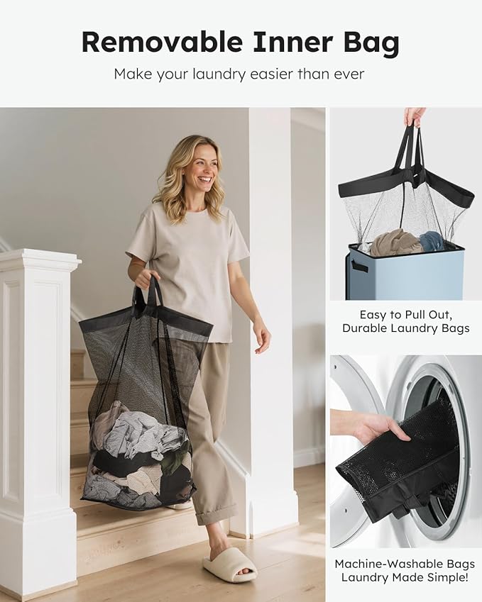 SOLEDI Laundry Hamper with Lid 90L Large & Tall Collapsible Laundry Basket