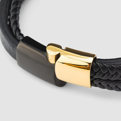 SERASAR Leather Wristbands for Mens 23cm Gold Bracelet GiftBox Genuine Cowhide Braided AdjustAble Magnetic Clasp MultiLayer Wrap Mens Bracelets Band Jewelry Magnet Accessories