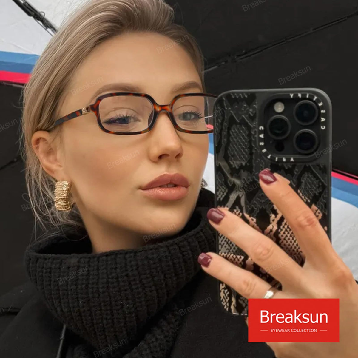 Breaksun Retro Rectangle Glasses for Women Men Small Square Blue Light Blocking Glasses Vintage Eyeglasses (Tortoise)