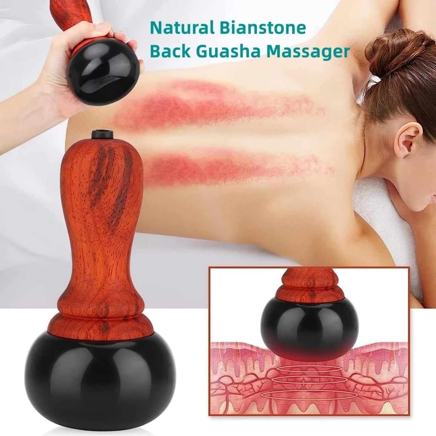 WeiiTech Hot Stones for Massage, Electric Body Massager with Temperature Control, Natural Bian Stone Gua Sha Scraping Massager for Home SPA Relaxation Treatment Pain Relief