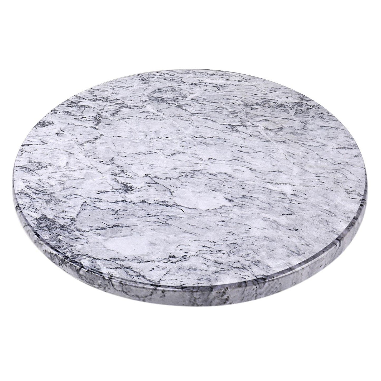 Flexzion Round Marble Cutting Board for Kitchen - 12 Inch Marble Cheese Board Slab for Baking, Charcuterie, Pastry - Non-Stick Heat Resistant Stone Serving Board for Countertop, White