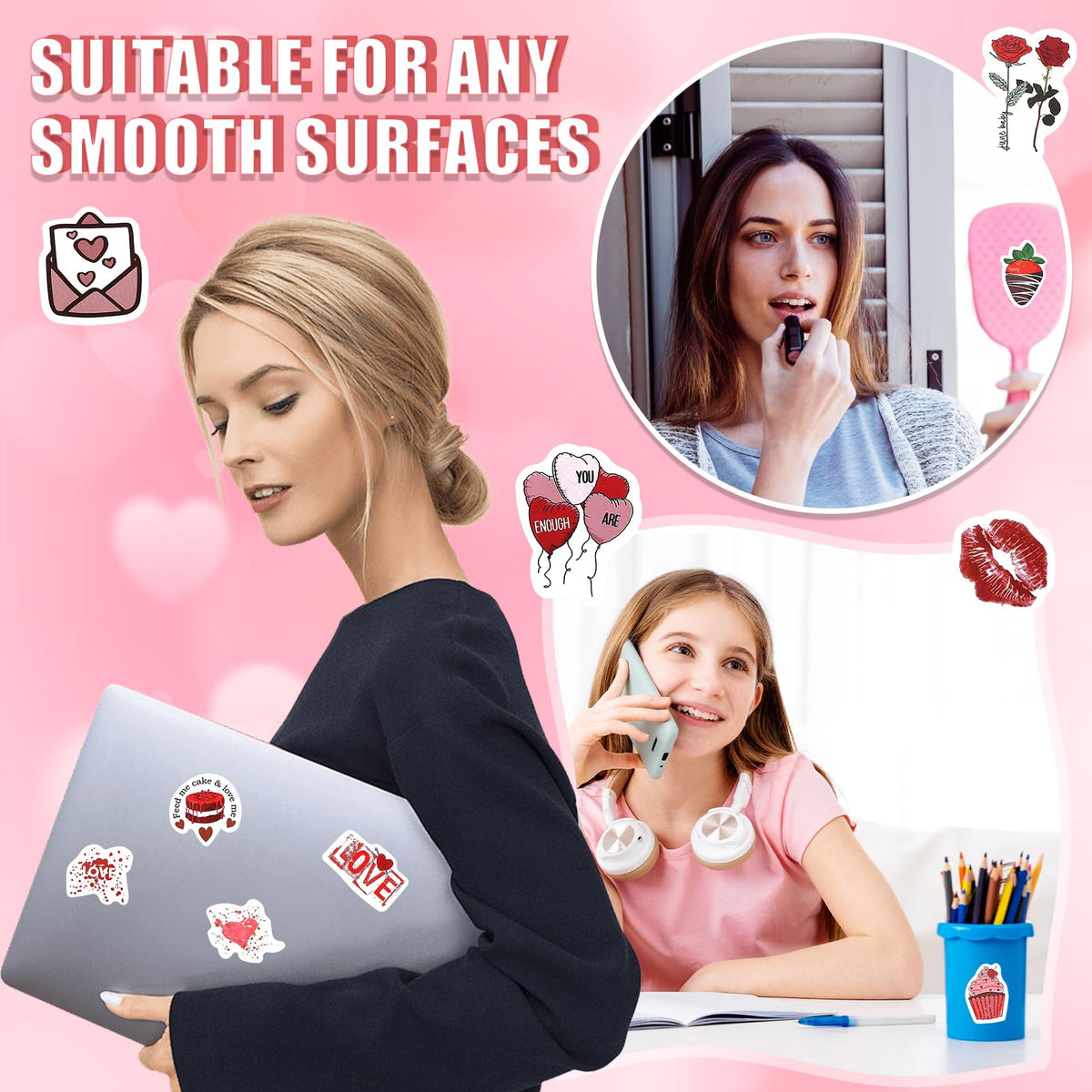 184Pcs Love Stickers for Scrapbooking, Waterproof Valentine's Day Decals, Scrapbook Stickers Love Themed Sticker Pack, Cute Heart Stickers for Couples Envelope Diary Planner Letter DIY Decor (4Boxes)