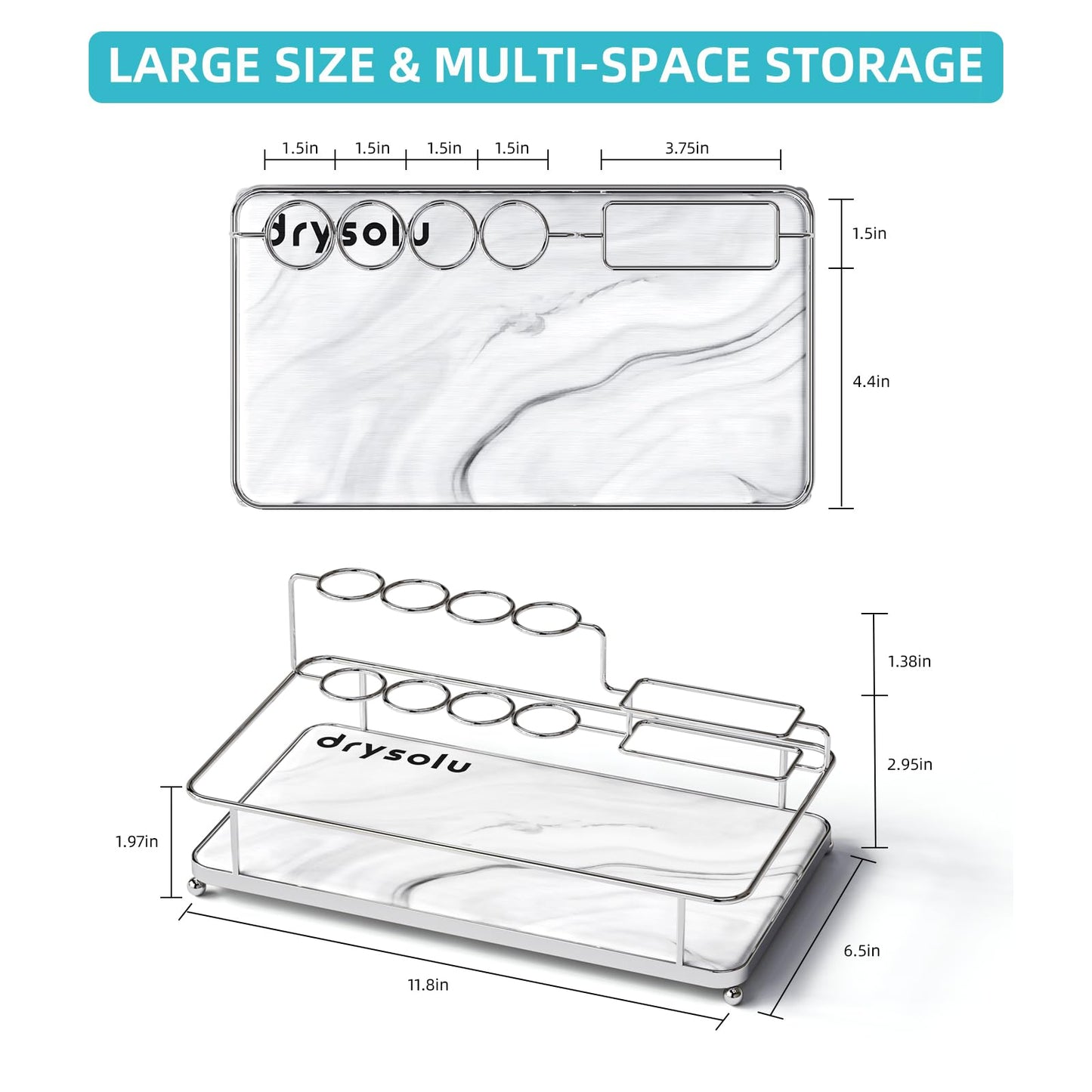 DRYSOLU Toothbrush Holders Large Toothbrush Holder with 6 Slots – Fast Drying Toothbrush Organizer for Bathroom Sink Countertop, Fits Electric & Manual Toothbrushes, Water Absorbent Diatomaceous Earth