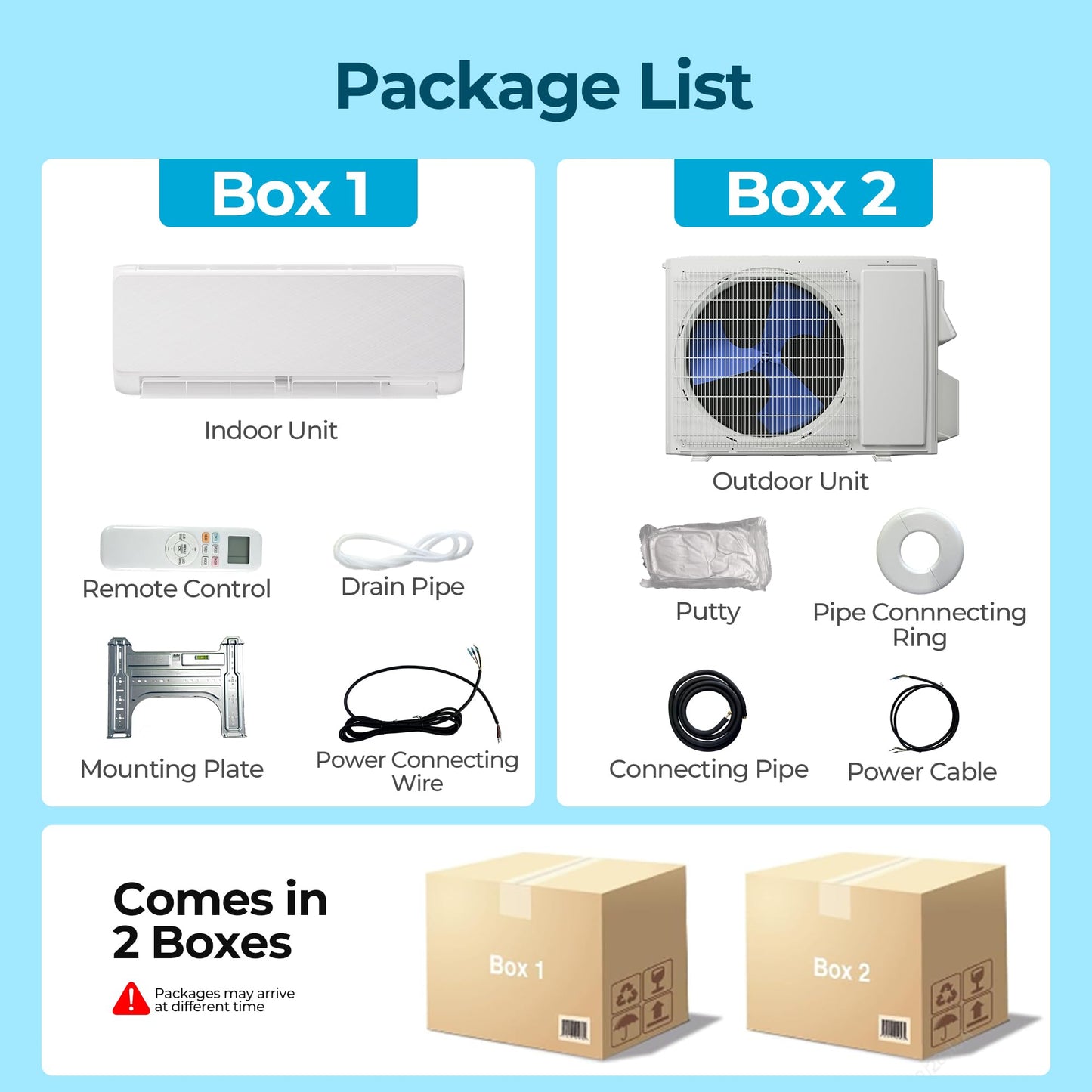 18000 BTU Mini Split Air Conditioner Heat Pump,19 SEER2 Energy Efficient Ductless Inverter AC,Cools Up to 1250sq.ft,208-230V, 24H Timer, Installation Kit,Upgrade