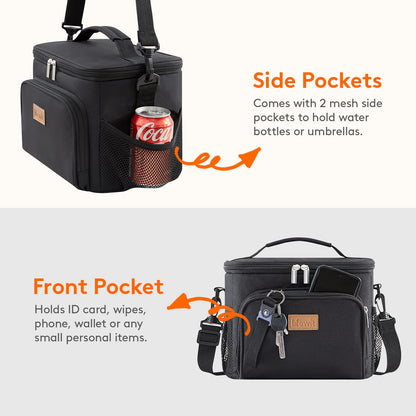 Lifewit Insulated Lunch Bag for Men, Thermal Lunch Box for Women Cool Bag, Reusable Leakproof Lunch Tote Bag with Adjustable Shoulder Strap for Adult for Work/Picnic/Beach, Black 9L