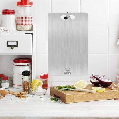 Wekayli 304 Stainless Steel Cutting Board, Non Toxic Cutting Boards for Kitchen, Dishwasher Safe and Knife Friendly Chopping Board for Meat Vegetable Fruit(15"x 11",13"x 9",10"x 6")