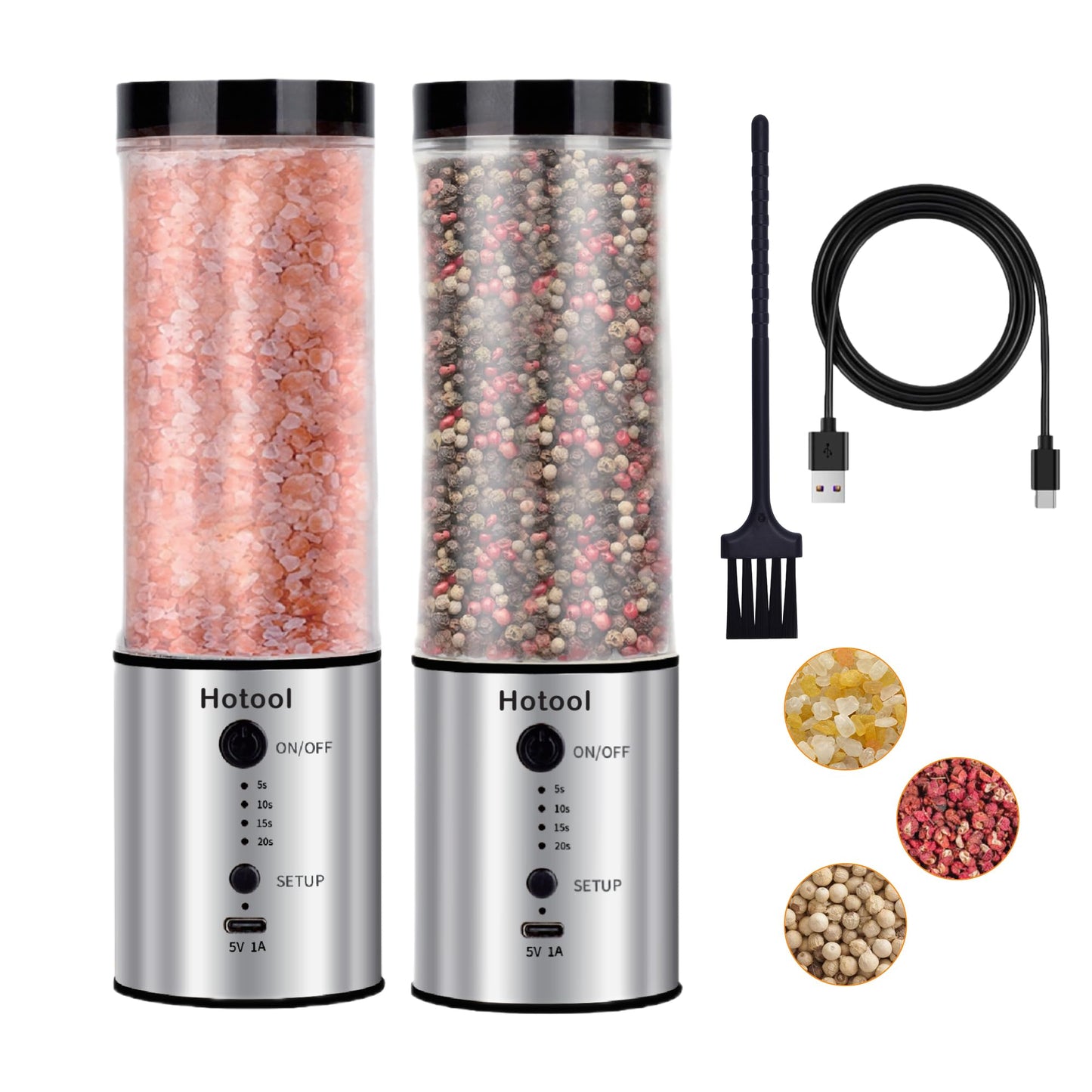 Larger Capacity Electric Salt and Pepper Grinder Set, Rechargeable Salt and Pepper Shakers Set, Kitchen Gadgets Salt and Pepper Mill,Perfect Dad Gifts