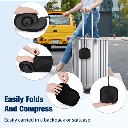 Cirorld Travel Pillow for Airplane, Neck Pillow for Travel, Memory Foam Travel Neck Pillow for Adults, Adjustable & Compact Flight Pillow, Ergonomic Neck Cushion, With Ear Plugs, Eye Mask, Carry Bag