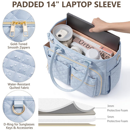 Large Bible Bag with Bible Cover Case for Women, Quilted Church Tote Bag Carrying Case w/Shoulder Strap Bible Study Supplies Journaling Kit Accessories Mothers Day Christian Gift for Women Mom Teacher