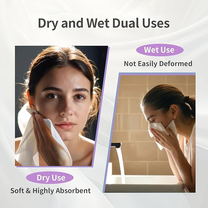2 Pack Disposable Face Towel, Biodegradable Ultra Soft Face Towelettes