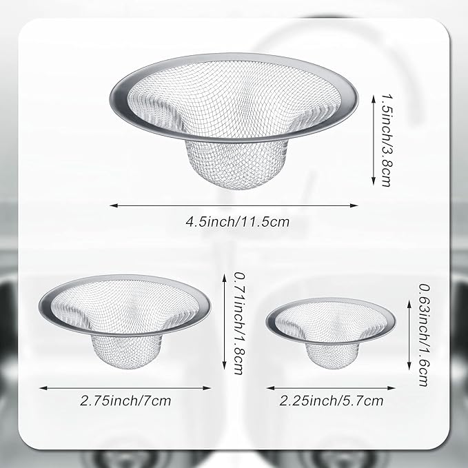 12 Pieces Stainless Steel Sink Strainer Drain Strainer