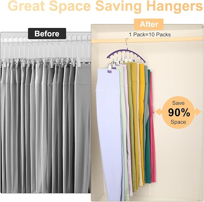 Legging Organizer for Closet, Metal Yoga Pants Hanger w/Rubber Coated 4 Pack