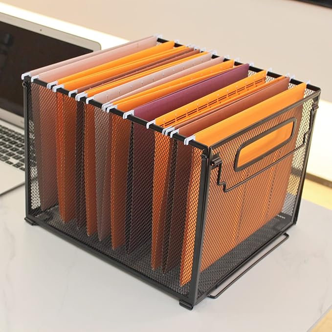 SETTFRFE Letter Size Metal Mesh Hanging File Folder Organizer Crate Basket