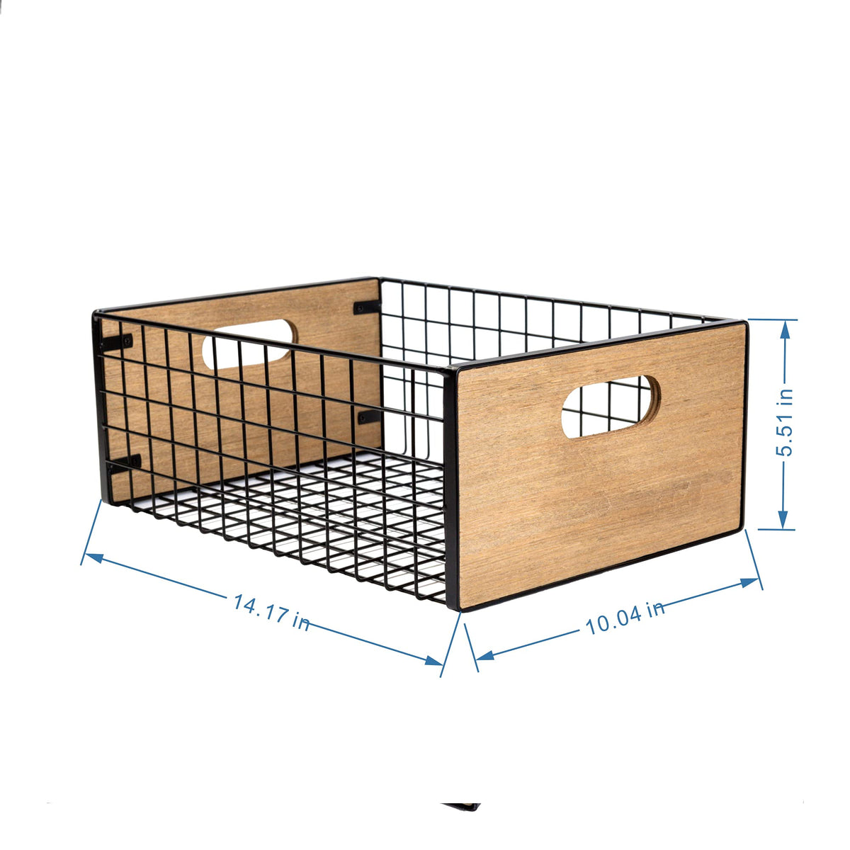 [ Extra Large ] TIEYIPIN Nesting Countertop Baskets, Metal Wire Storage Basket with Wooden Handles, Storage Organizer Bin for Kitchen Cabinets, Bathroom, Pantry, Garage, Laundry Room, Set of 2