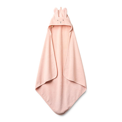 Huxie Baby Hooded Towel – Organic Cotton Baby Bath Towels – Baby Towels, Baby Bath Towels for Baby Girl, 32" x 32" Super-Soft and Absorbent Baby Towels for Newborn (Rabbit - Blush)