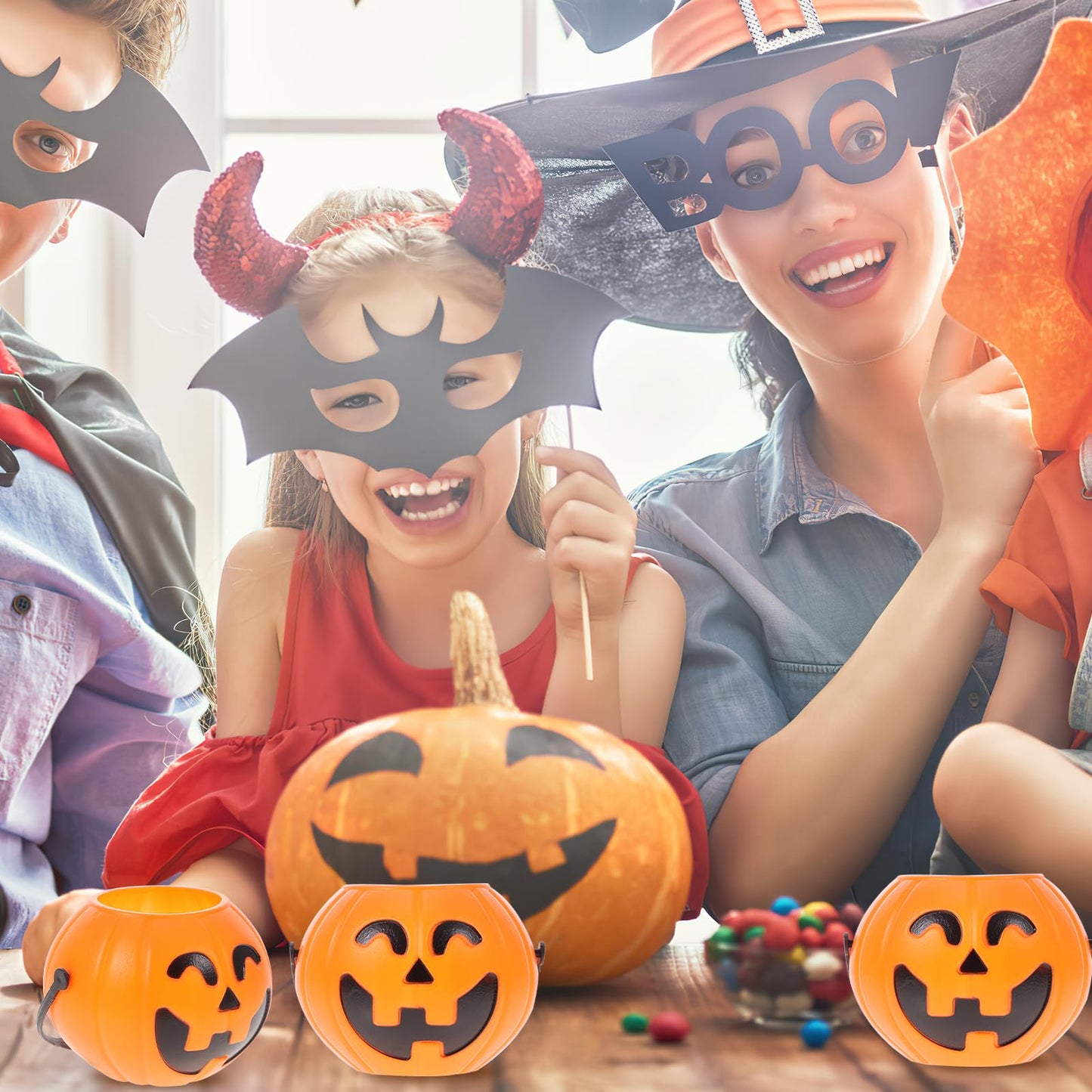 LUOEM 10pcs Mini Halloween Pumpkin Candy Bucket Little Plastic Pumpkin Bucket Children Trick or Treat Bags for Party Favors Table Decoration Props 3.34 x 2.16 x 1.77 Inch (Orange)
