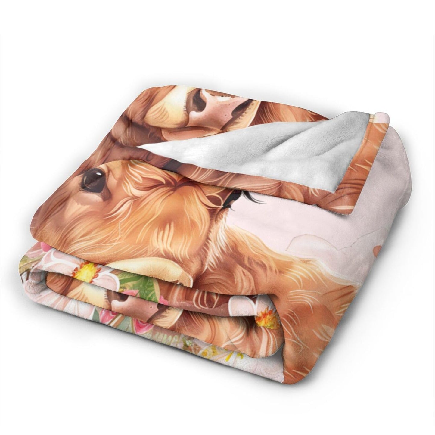Tijuboni Pink Cow Throw Blanket Highland Cow Gifts for Girls Women Boys Men Kids Adults Soft Flannel Fleece Blanket for Couch Sofa Bed Home Decor 40"x50"