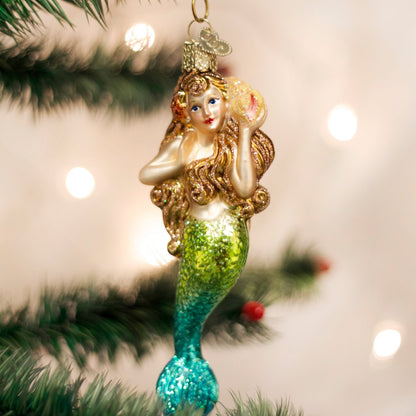 Old World Christmas Mermaid Glass Blown Ornament for Christmas Tree, Handcrafted Holiday Decoration, Fantasy Collection
