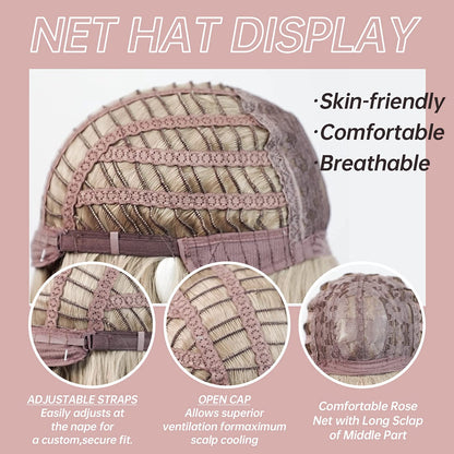 HAIRCUBE Long Wigs for Women, Ombre Brown to Blonde Synthetic Layered Hair Wig with Dark Roots