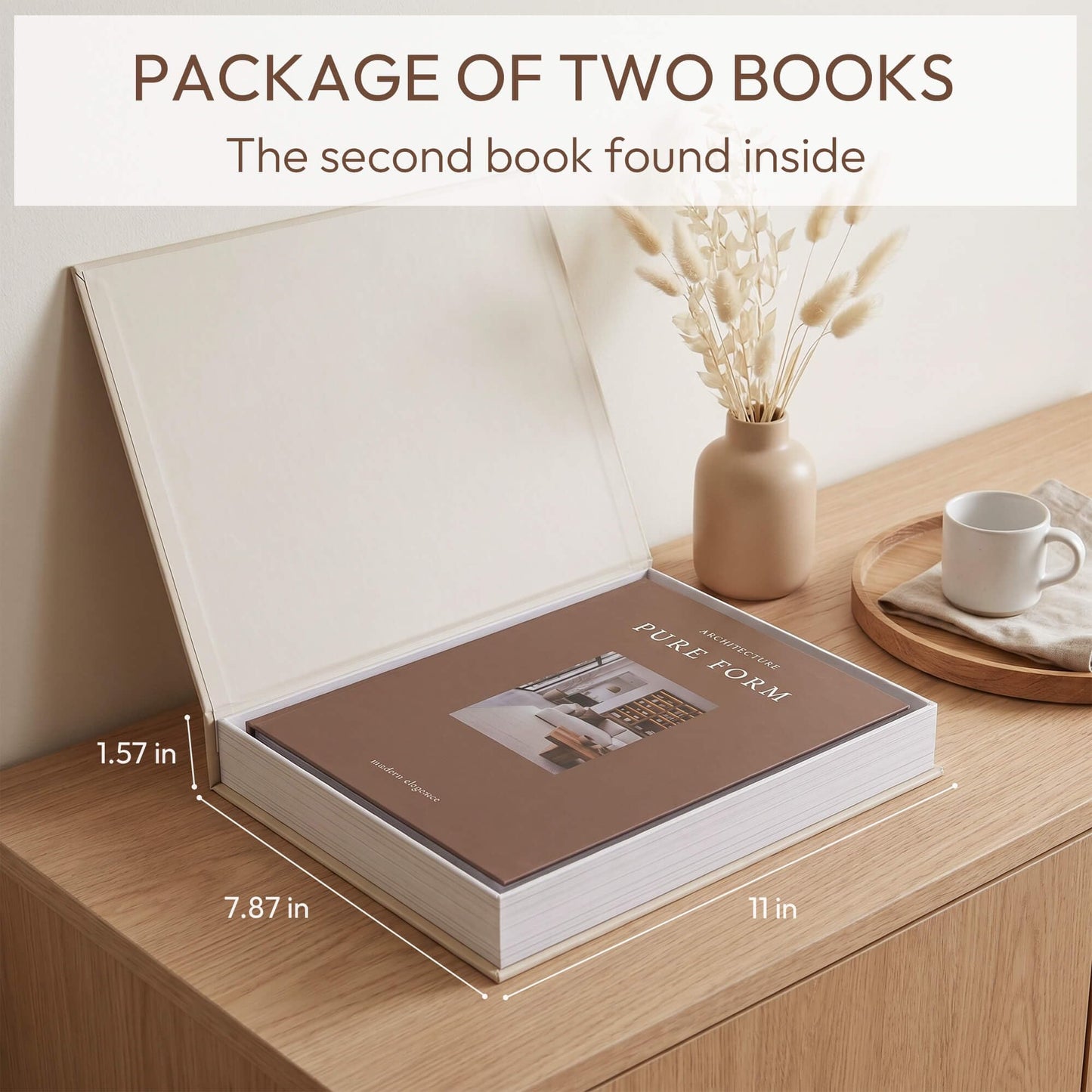 MAOBUYOU Elegant Decorative Book Boxes Set of 2 - Hidden Storage for Coffee Table, Bookshelf, Living Room Decor