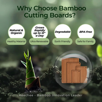 Bamboo Cutting Board, Durable Wood Cutting Boards for Kitchen with Deep Juice Grooves & Built-in Handles, Ideal Charcuterie & Chopping for Meat, Vegetables and Fruits Ideal Kitchen Gifts
