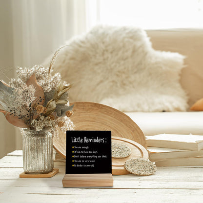grapehiker Little Reminders You are Enough Desk Plaque Sign with Stand,Dorm Signs for College Girls, Inspirational Signs Decor for Office Dorm Desk,Back to School Gifts for College Students (Black 3)