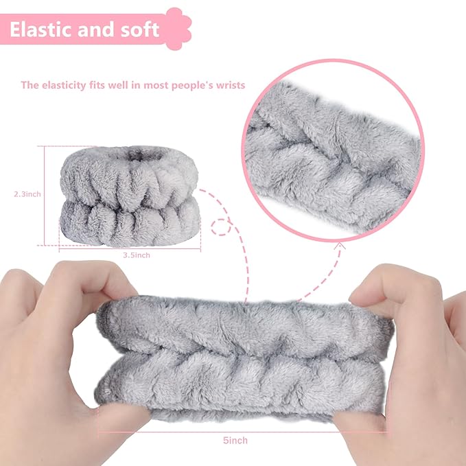 2pcs Wrist Bands for Washing Face, Microfiber Face Washing Wristbands, Arm