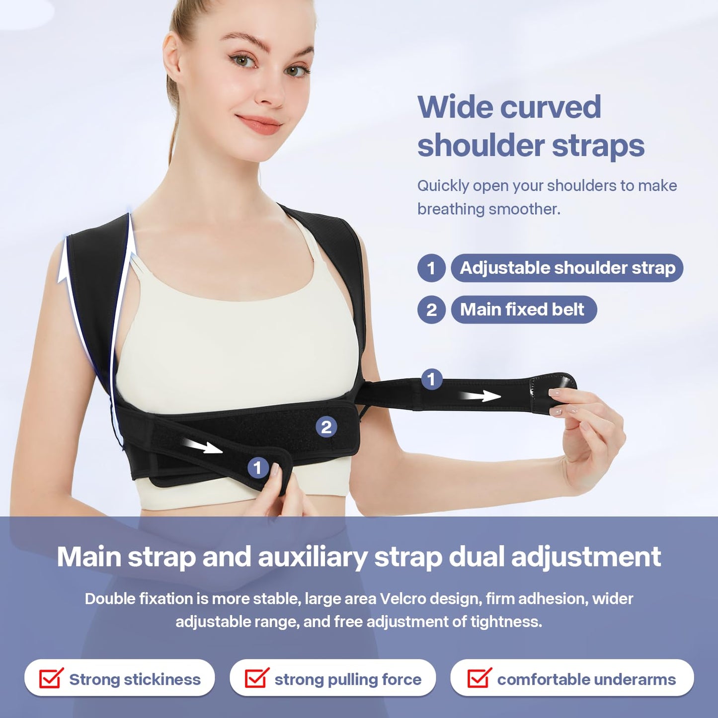 Back Brace Posture Corrector for Women and Men,Adjustable Shoulder Straightener Black(Small/Medium)