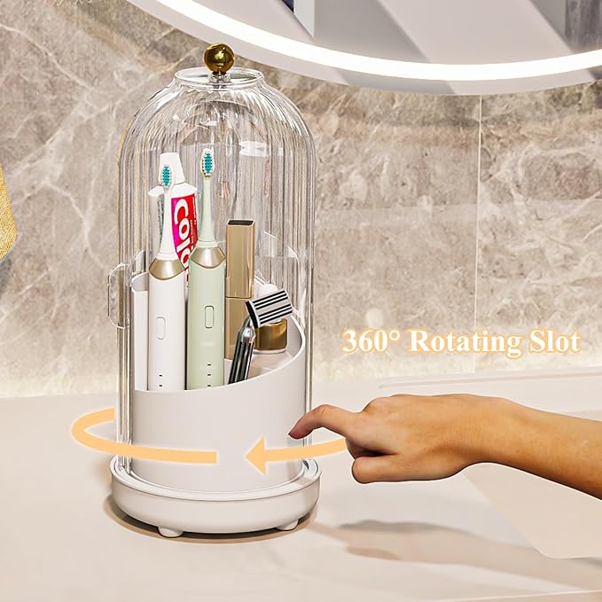 Toothbrush Holders with Cover, Drainage Rotating Electric Toothbrush Organizer