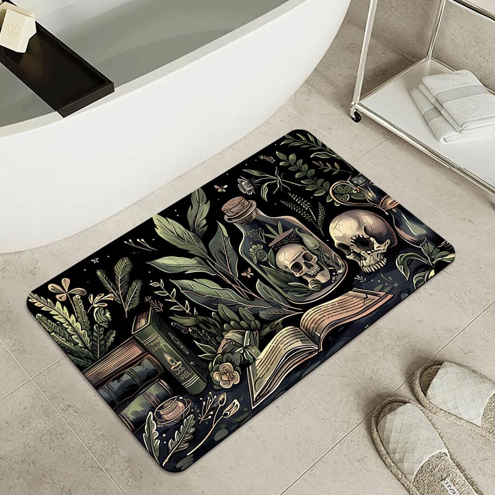 ZHUZHISHAN Bath Mat-Bathroom Rug，Books and Skulls-Absorbent Non Slip Quick Dry Stain Resistant Easy to Clean Care Shower Rug for Bathtub Shower Room 16×24Inch (40 * 60cm)
