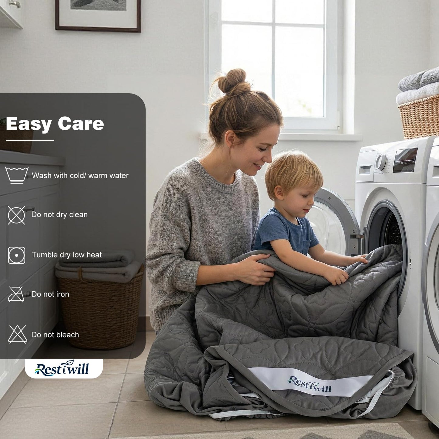 RestTwill 5-Sided Waterproof Mattress Protector, Advanced Water Repellent Top & TPU Backing, Ultrasonic Quilted Microfiber Bed Cover, Noiseless Pad (Gray, Full)