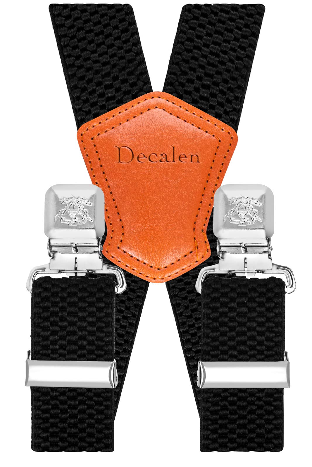 Decalen Mens Braces with Very Strong Metal Clips Wide 4 cm 1.5 inch Heavy Duty Suspenders One Size Fits All Men and Women Adjustable and Elastic X Form (Black 1)