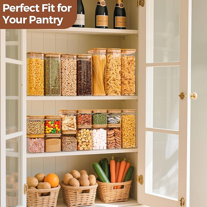 ComSaf 0.6 Qt Glass Food Storage Jars Set of 6, Pantry Organization Jar