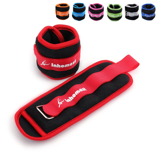 Inhomest Ankle Weights, 1 LB Pair (0.5 LB Each Weight) Wrist Arm Leg Weights for Women Men Kids for Strength Training, Jogging, Gym Workout, Aerobics, Physical Therapy, Red