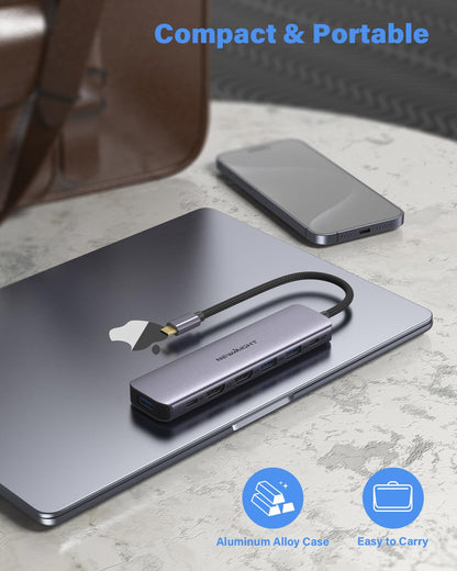 Newmight 7 in 1 USB C Docking Station - Dual Monitor with 2 HDMI, 3 USB 3.0, 100W PD, Compatible with Dell, HP, MacBook Pro Air, iPhone 15 Series
